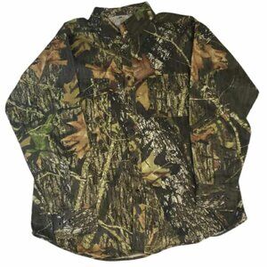 Mossy Oak Break-up Camouflage Long Sleeve Button-Down Hunting Shirt Sz L Vintage